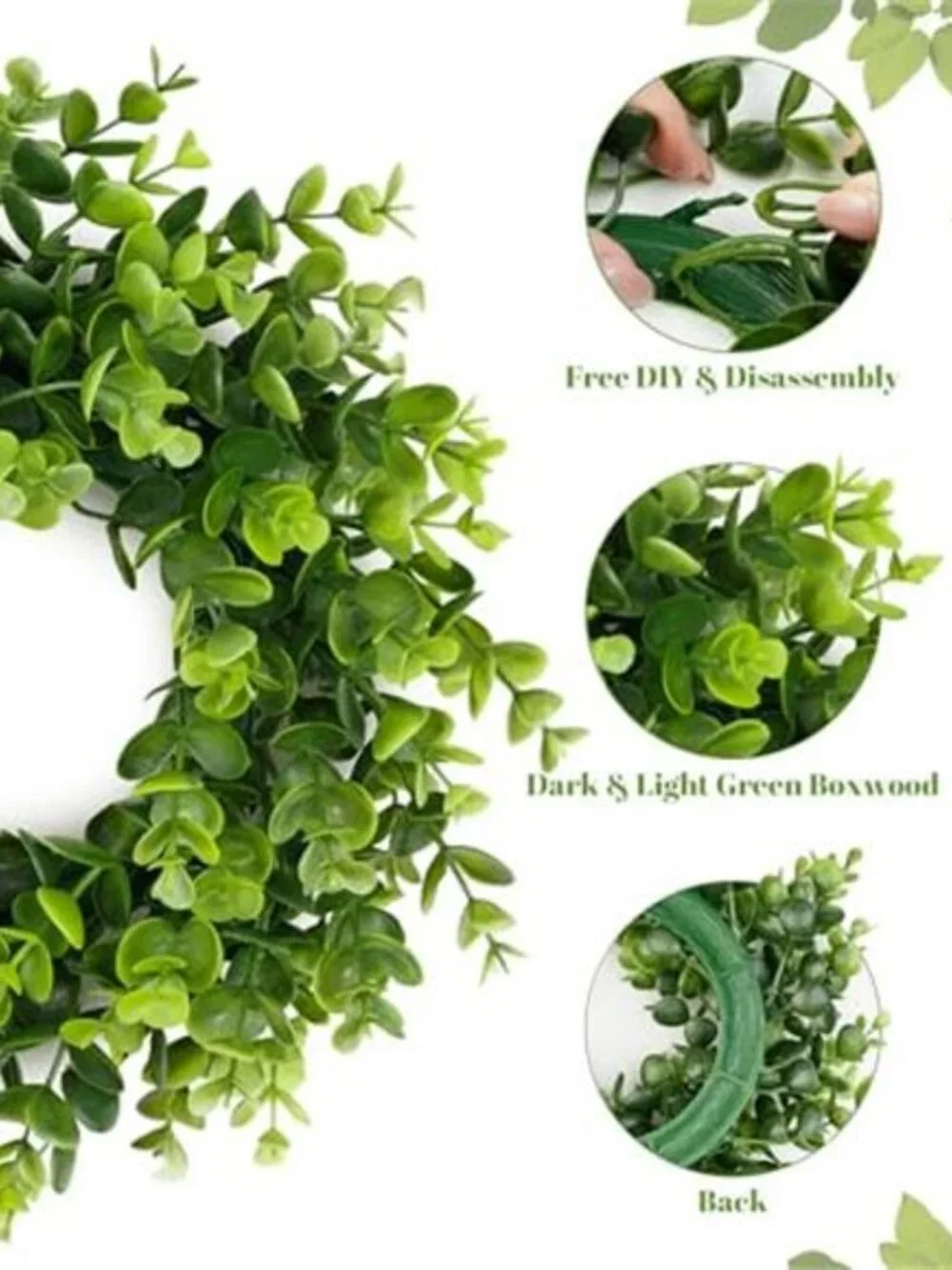 2 Packs 11 Inch Artificial Boxwood Small Wreath for Front Doors Green